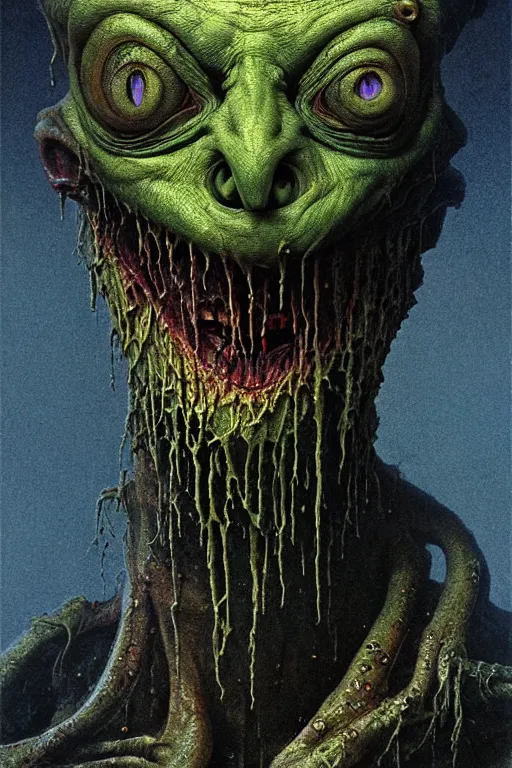 Image similar to perfectly - centered horror portrait - photograph of a brutal scary terrifying ugly monstrous alien goblin creature real life portrait by beksinski and jean delville, slimy pus oozing specular, unreal engine 5, photorealism, hd quality, 8 k resolution, cinema 4 d, hdr dramatic cinematic lighting