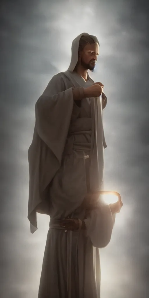 Prompt: A christian Jedi, detailed cinematic photography, rim light, sharp