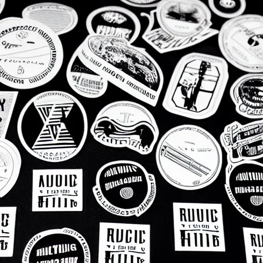 Image similar to black on white graphic design stickers in style of david rudnick, eric hu, acid, y 2 k