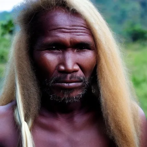 Image similar to photo, papua man with long beautiful blonde hair