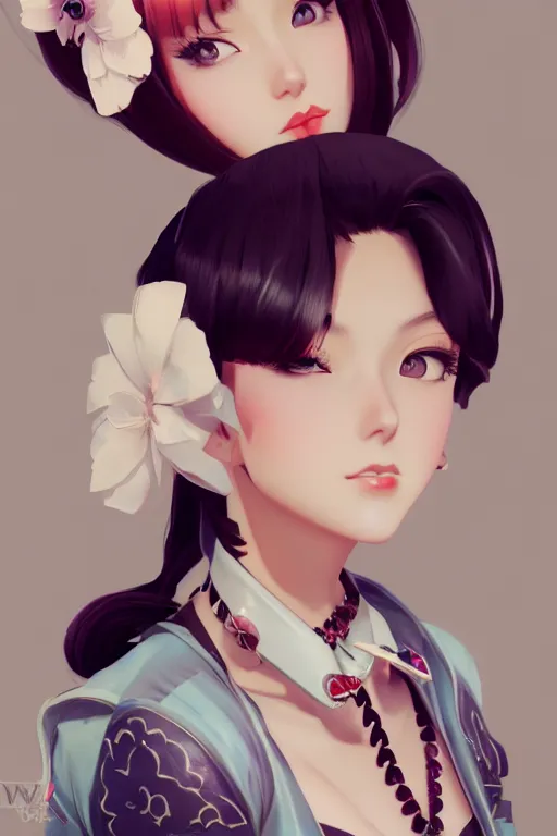 Image similar to a pin up and beautiful fashion charming dreamlke japan girl with lv jewelry, character art, art by wlop and and ilya kuvshinov, hyperdetailed, 8 k realistic, symmetrical, frostbite 3 engine, cryengine, dof, trending on artstation, digital art