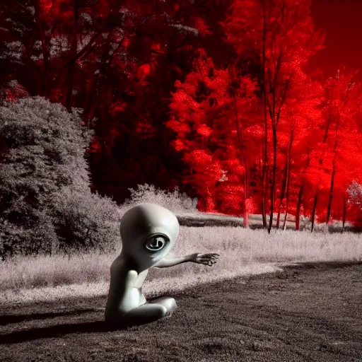 Image similar to infrared photography of an alien