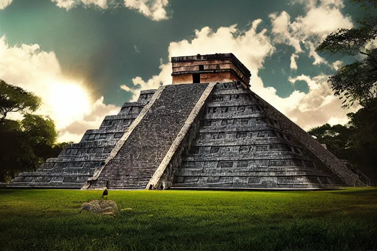 Image similar to holiday photo of chichen itza in the future by filip hodas