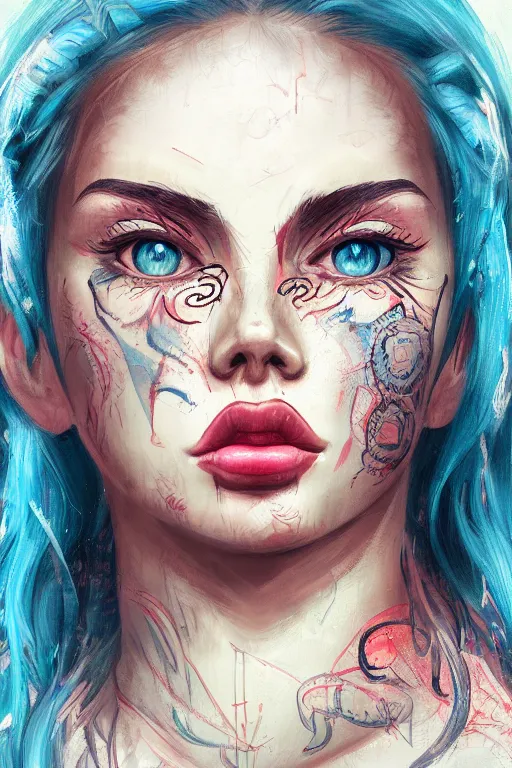 Prompt: portrait of a gangster girl, cute face, intricate, highly detailed, digital painting, official media, concept art, rich vivid colors, ambient lighting, sharp focus, illustration