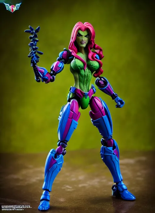 Image similar to Transformers Poison Ivy action figure from Transformers: Kingdom, symmetrical details, by Hasbro, Takaratomy, tfwiki.net photography, product photography, official media