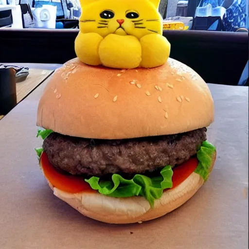 Image similar to a cheese burger that looks like a cat