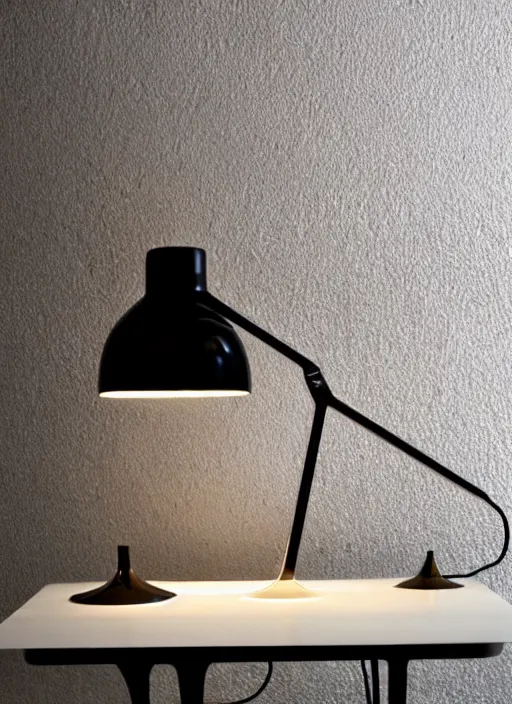 Prompt: a desk light designed by charles eames