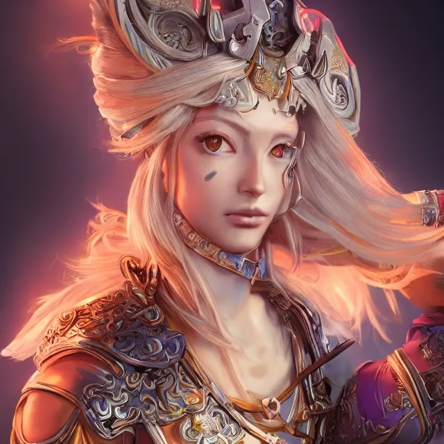 Image similar to studio portrait of lawful good colorful female holy paladin as absurdly beautiful, elegant, young sensual anime girl, ultrafine hyperrealistic detailed face illustration by kim jung gi, irakli nadar, intricate linework, sharp focus, bright colors, matte, octopath traveler, final fantasy, unreal engine highly rendered, global illumination, radiant light, intricate environment