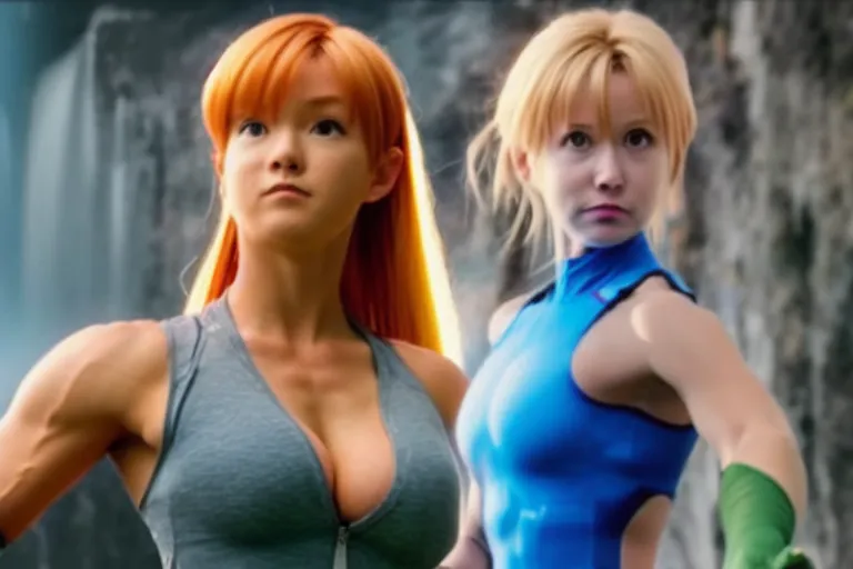 Prompt: samus aran as misty in the new live action pokemon movie