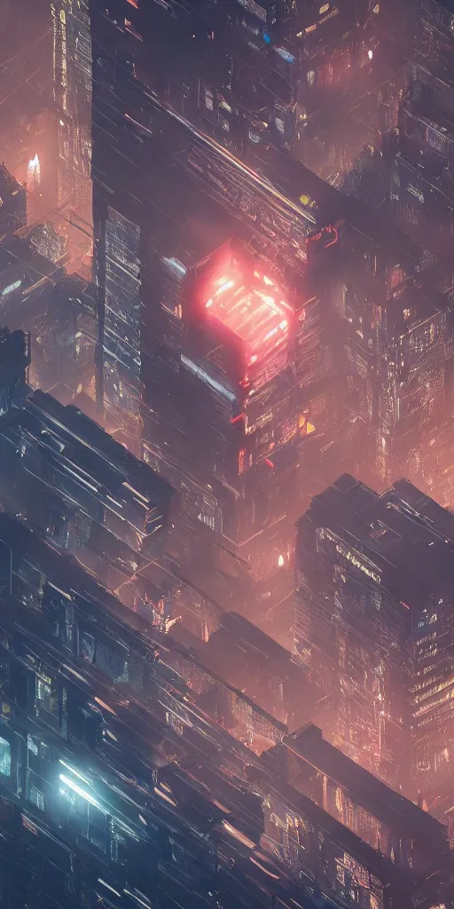 Prompt: a sentient cube destroying a dystopian city, cyberpunk, sharp focus, dynamic lights, still, photograph, hyper realistic, masterpiece, octane render, rendered, 3 d, cinematic, cinematic lighting, dramatic lighting, highly detailed, intricate details, texture, cinematic composition, wide shot, by donglu yu and kevin jick and eddie del rio