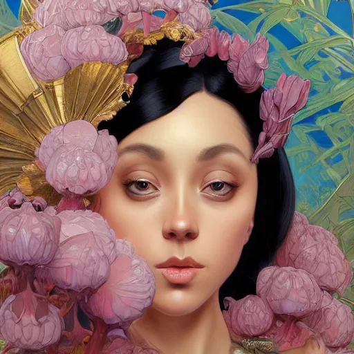 Image similar to Doja Cat, highly detailed, digital painting, artstation, concept art, smooth, sharp focus, illustration, ArtStation, art by artgerm and greg rutkowski and alphonse mucha and J. C. Leyendecker and Edmund Blair Leighton and Katsuhiro Otomo and Geof Darrow and Phil hale and Ashley wood and Ilya repin and Charlie Bowater