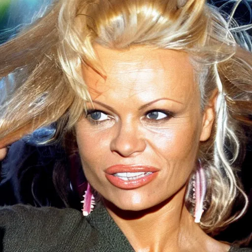 Image similar to Pamela Anderson viewed from an ants perspective