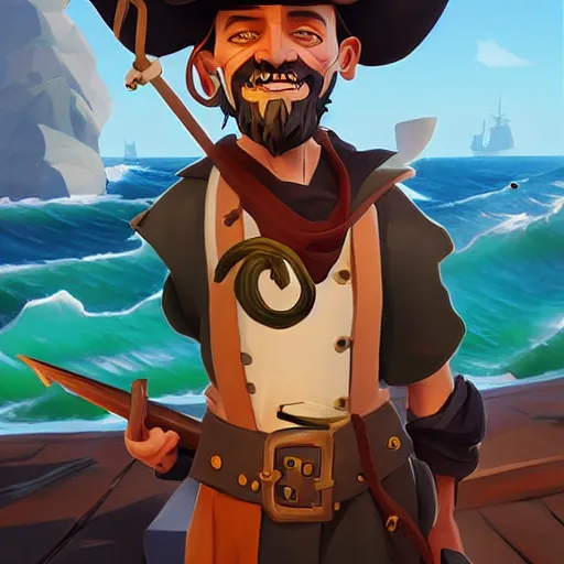 Image similar to painting jack the pirate on sea of thieves game avatar hero smooth face median photoshop filter cutout vector behance hd by jesper ejsing, by rhads, makoto shinkai and lois van baarle, ilya kuvshinov, rossdraws, illustration, art by ilya kuvshinov and gustav klimt