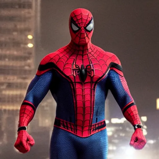 Image similar to Dwayne Johnson as SPIDERMAN in movie directed by Christopher Nolan