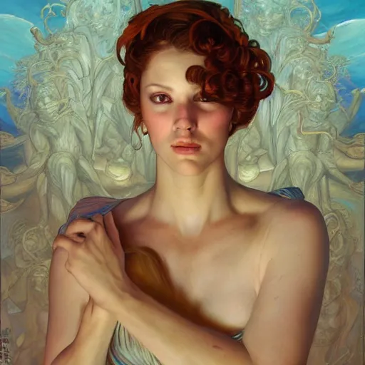 Image similar to a painting in the style of donato giancola, and in the style of charlie bowater, and in the style of maxfield parrish. symmetry, smooth, sharp focus, semi - realism.