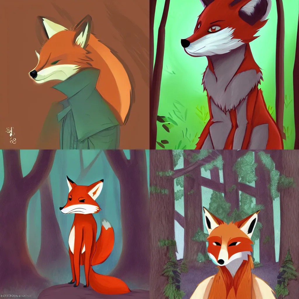 Prompt: An anthropomorphic fox prince in the woods, trending on FurAffinity, furry art