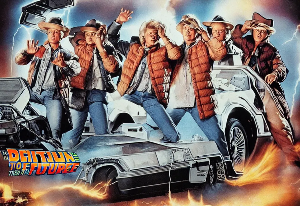 Image similar to back to the future with dinosaures