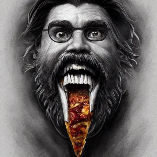 Prompt: portrait of gritty opening his mouth to eat pizza, highly detailed, digital painting, artstation, concept art, sharp focus, illustration, art by artgerm and greg rutkowski and alphonse mucha