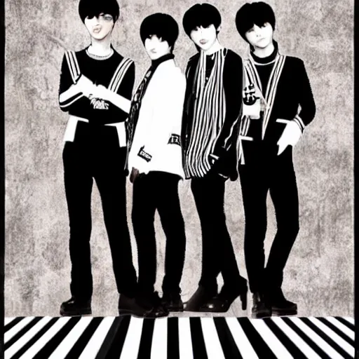 Prompt: kpop Beatles stylized concert poster
