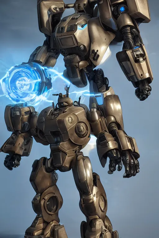 Image similar to mechwarrior 5 : mercenaries mech megaman transformer robot boss tank engine game octane render, 4 k, hd 2 0 2 2 3 d cgi rtx hdr style chrome reflexion glow fanart, global illumination ray tracing hdr fanart arstation by ian pesty by jesper ejsing pixar and disney unreal zbrush central hardmesh