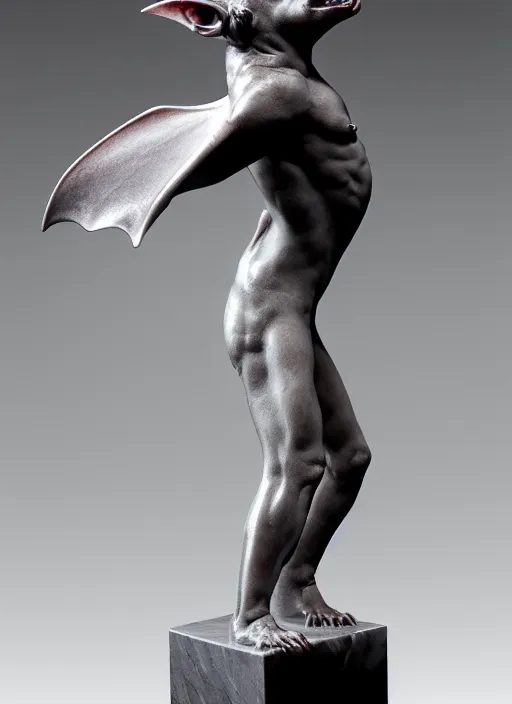 Prompt: marble statue of a vampire bat, glossy, beautiful studio lighting