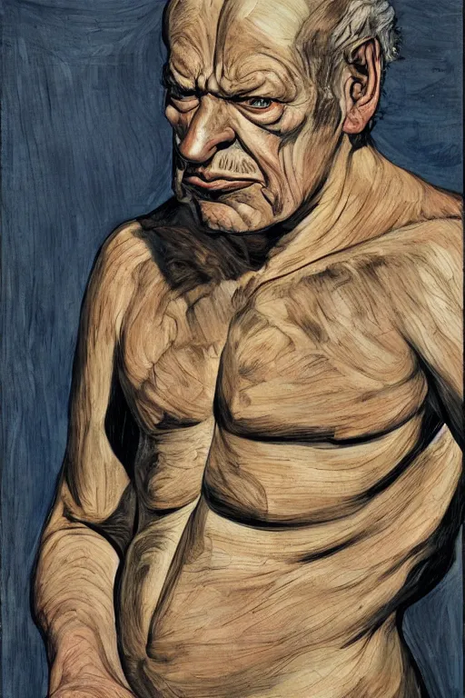 Image similar to Beast (Dr. Henry Philip Hank McCoy) from the X-Men by Lucian Freud