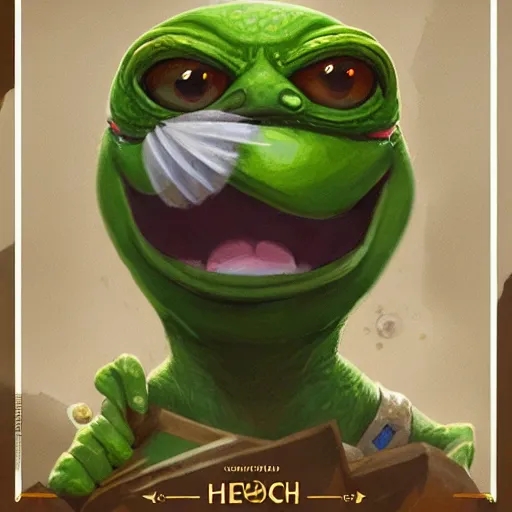 Image similar to super rich happy pepe the miner, greg rutkowski, crystals