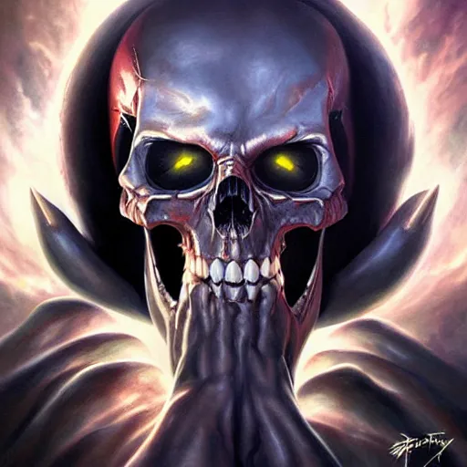 Prompt: Now I have become Death, the destroyer of worlds, artwork by artgerm, art by Jeff Easley