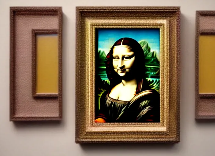 Image similar to monalisa made of donut, lowbrow, matte painting, 3 - d highly detailed, in the style of mark ryden,