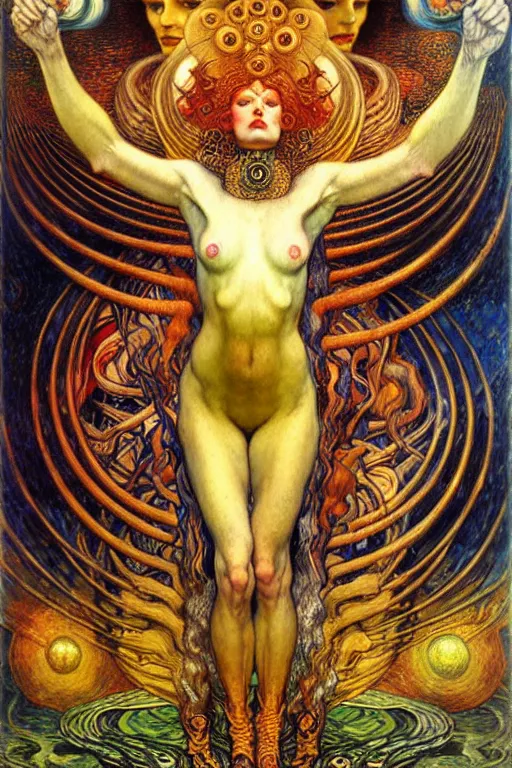 Image similar to Divine Chaos Engine by Karol Bak, Jean Delville, William Blake, Gustav Klimt, and Vincent Van Gogh, symbolist, visionary