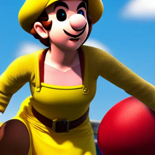 Prompt: emma watson as super mario, highly detailed, extremely high quality, hd, 4 k, 8 k, canon 3 0 0 mm, professional photographer, 4 0 mp, lifelike, top - rated, award winning, realistic, detailed lighting, detailed shadows, sharp, no blur, edited, corrected, trending