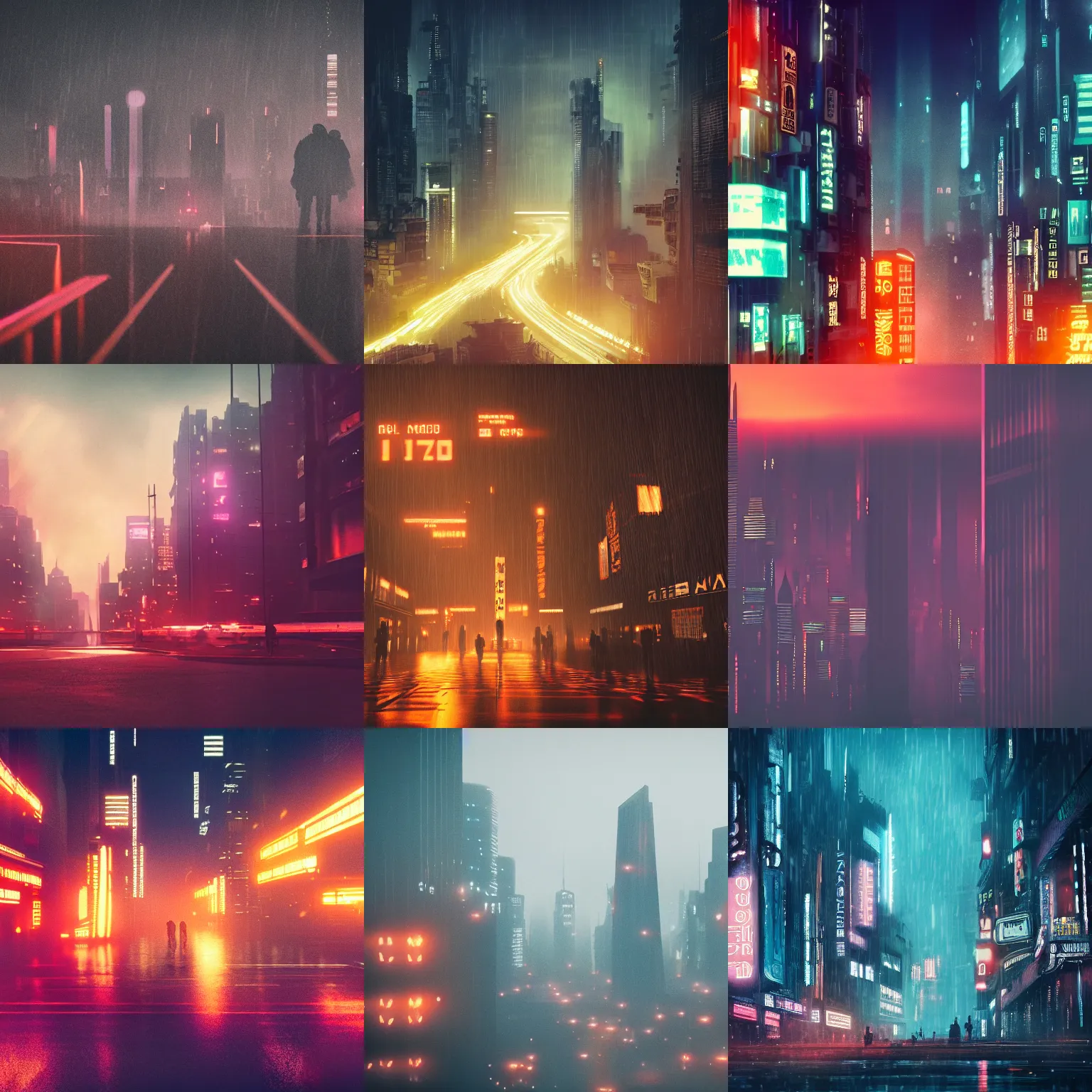 Prompt: a 75mm shot of a city in the style of Blade Runner 2049