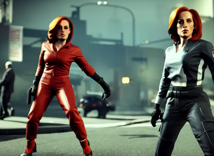 Image similar to dana scully in stret fighter v ( 2 0 1 7 ), dynamic pose, official media, ps 4 in - game cinematic, 5 k