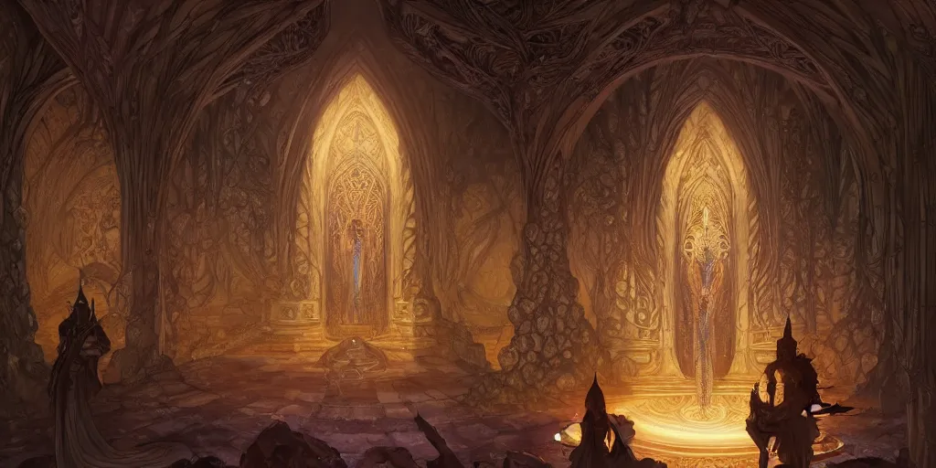 Image similar to dark sacred spaces, cave, brotherhood of the snakes, shrine, priestess, intricate, highly detailed, digital painting, artstation, concept art, smooth, sharp focus, illustration, Unreal Engine 5, 8K, art by artgerm and greg rutkowski and alphonse mucha, by Jesper Ejsing, by RHADS, Makoto Shinkai and Lois van baarle, ilya kuvshinov, rossdraws