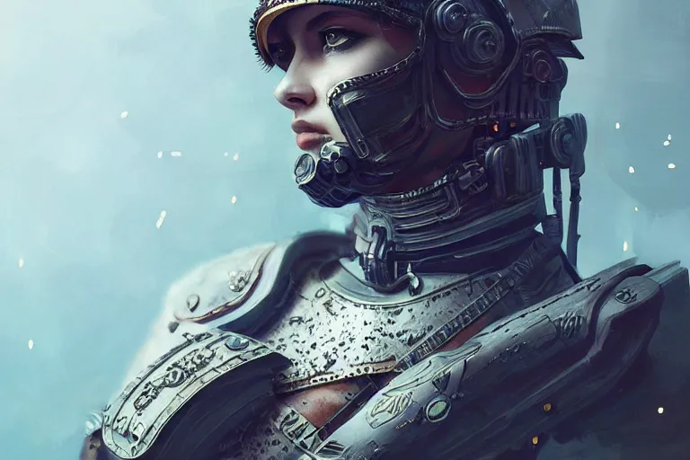 Image similar to cyberpunk roman legionaire, elegant, highly detailed, highly detailed, sharp focus, illustration, beautiful, trending on artstation, artwork by wlop