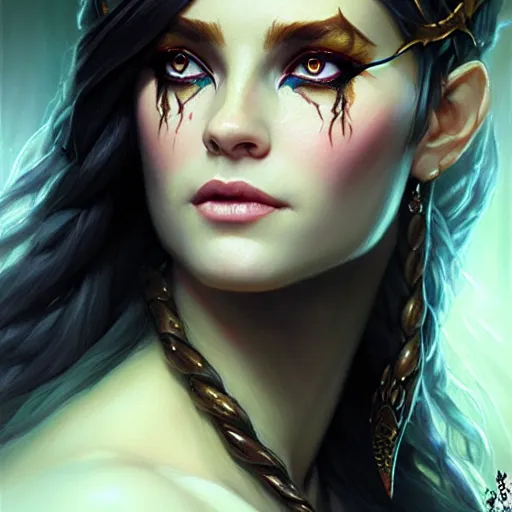 Image similar to a _ fantasy _ style _ portrait _ painting _ of _ beautiful enchantress _ oil _ painting _ unreal _ 5 _ daz. _ rpg _ portrait _ extremely _ detailed _ artgerm _ greg _ rutkowski _ greg