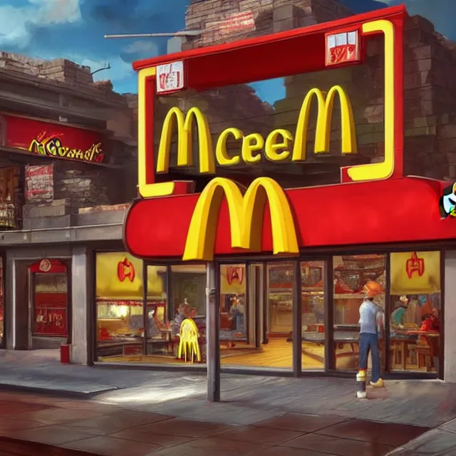 Image similar to a mcdonald's restaurant in hell trending on artstation deviantart pinterest detailed realistic hd 8 k high resolution