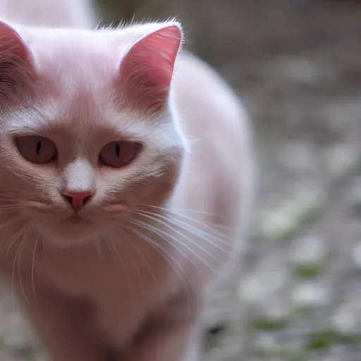 Prompt: photo pale pink cat