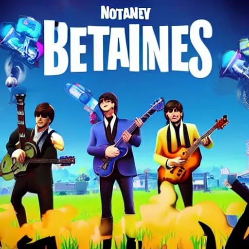 Image similar to the beatles playing fortnite