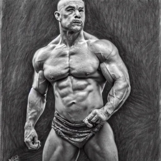 Prompt: Mariusz Pudzianowski, pencil drawing