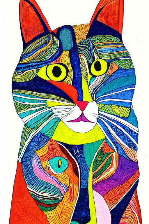 Image similar to beautiful art illustration of cat by laurel burch