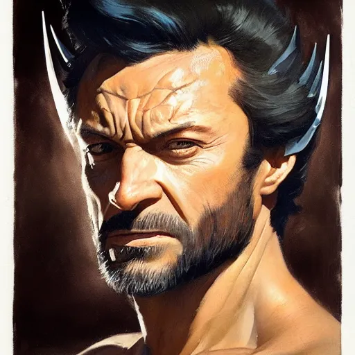 Prompt: greg manchess portrait painting of wolverine, medium shot, asymmetrical, profile picture, organic painting, sunny day, matte painting, bold shapes, hard edges, street art, trending on artstation, by huang guangjian and gil elvgren and sachin teng