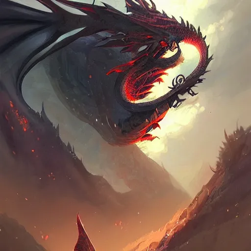 Prompt: dragon and a black wizard, magnificent, close up, details, sharp focus, elegant, highly detailed, illustration, by Jordan Grimmer and greg rutkowski and PiNe and Imoko and wlop and maya takamura, intricate, beautiful, Trending artstation, pixiv, digital Art