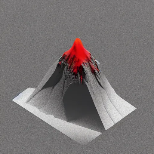 Prompt: icon of a < volcano > in a rocky, viscous material, 3 d render isometric perspective rendered in cinema 4 d on dark background