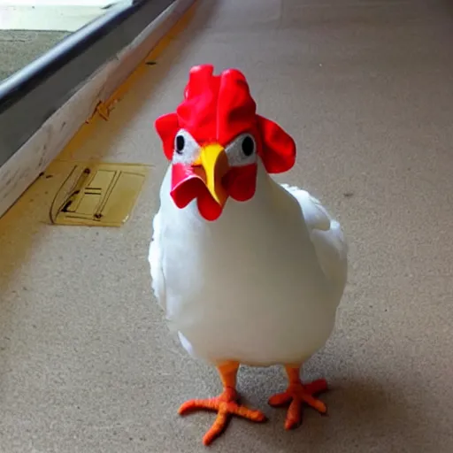 Image similar to chicken dressed as an inmate