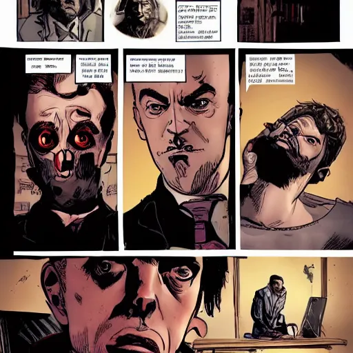 Prompt: preacher comic in the style of dishonored 2