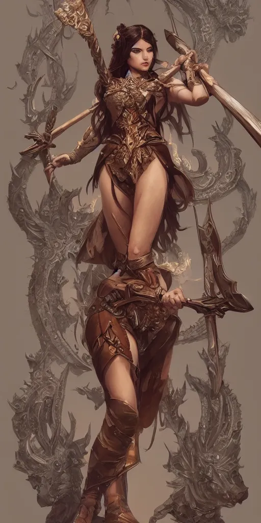 Image similar to full body character sheet of a beautiful girl in a pose wielding a battle axe, d & d, fantasy, intricate, elegant, highly detailed, digital painting, artstation, character concept art, smooth, sharp focus, illustration, art by artgerm and greg rutkowski and alphonse mucha