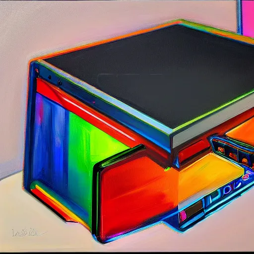 Prompt: a painting by Wayne Thiebaud of an RGB gaming pc