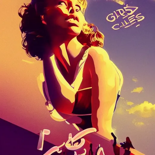 Image similar to girls in the sun, artstation, digital art, realistic, pretty, award wining, 80's, high detail, tarantino poster style, 4K, beautiful