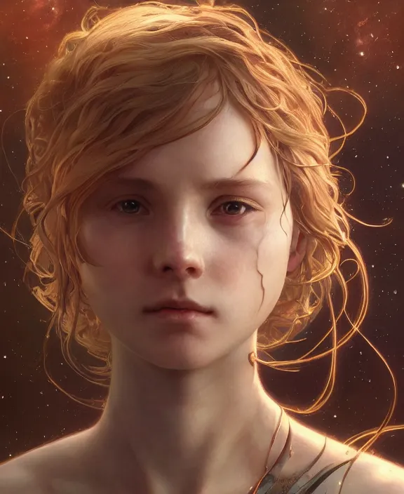 Image similar to simplicity, portrait of a adorable childlike alien insect, milky way environment, ultra realistic, concept art, intricate details, cheerful, highly detailed, photorealistic, octane render, 8 k, unreal engine. art by artgerm and greg rutkowski and alphonse mucha